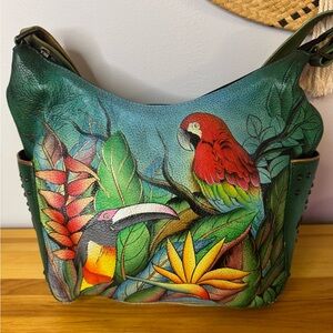 Anuschka Hand-Painted Tropical Leather Bag